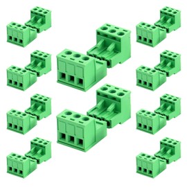 Cermant 10Pcs 3 Pin 5.08mm Pitch Pluggable Mount Screw Terminal Block Connector with 10Pcs 3 Pin Phoenix Plug