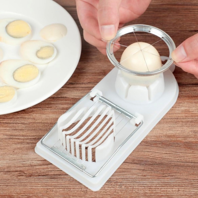 2-in-1 Egg Slicer Cutter (White)