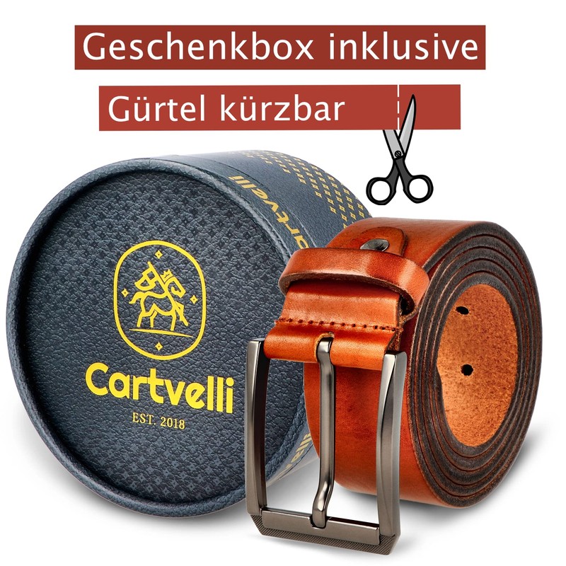 Cartvelli Premium Men's Leather Belt Made in Germany with Gift
