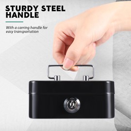 Tandefio 4 Pieces Small Money Box with Lock Metal Cash Box Piggy Bank with Lock and Slot 4.5 x 3.3 x 2 Inch Metal Coin Bank Gifts for Christmas New Year, Without Money Tray(Black, Green, Gray, Pink)