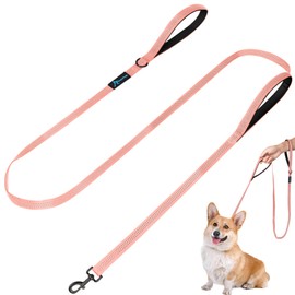PuppyDoggy Dog Leash for Small to Medium Dogs 6 ft x 0.6" with 3 Reflective Stitching and 2 Traffic Padded Handles Dog Lead/Rope, Pet Leash for Running Walking Training (Pink 1 Pack - 6 ft x 0.6 in)