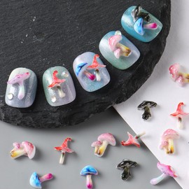 50pcs Colorful Mushroom Nail Charms, Cute Mushroom Flatback Rhinestones, 3D Diamond Set, Nail Art Supplies for Women DIY Spring Nail Art Decoration DIY Clothing Shoes and Hats