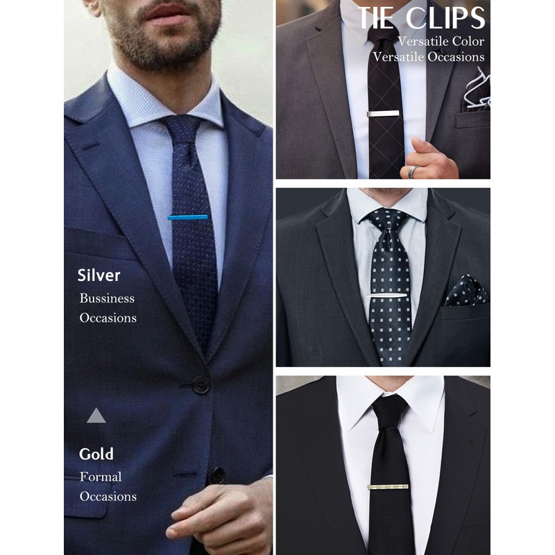Jstyle 12 Pcs Tie Clips for Men Classic Tie Bar