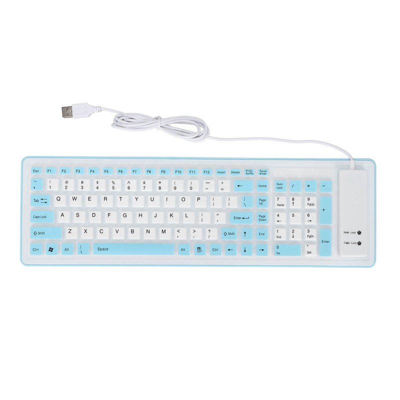 Foldable Silicone Keyboard 103 Keys USB Wired Silicon Foldable Waterproof