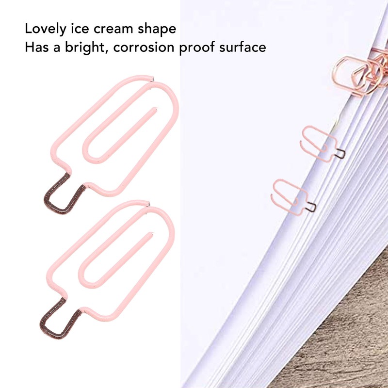 100PCS Ice Cream Paper Clips Metal Funny Cute Paper Clamp