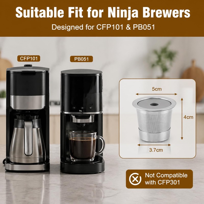 3 Pcs Reusable K Cups and Coffee Pods for Ninja