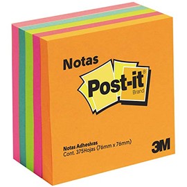 Post-it Notas Adhesivas, Coleccin Capetown, 7.6cm x 7.6 cm, 5 pads, 75 hojas por pad                                                                  