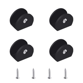 UFURMATE Glass Clamp, 4 Pieces Adjustable Half Round Glass Shelf Brackets, Aluminum Alloy Glass Clamps, Wall Mounted, Black Glass Holder, Bracket for 6-8mm Thick Glass Shelves