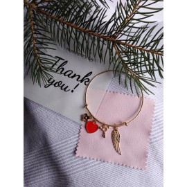 For Women Handmade bracelet bangle with 4 Charms . Gold Charms Stackable Bangle