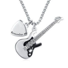Hagkew Guitar Necklace 925 Sterling Silver Electric Guitar Pick Pendant Necklace Music Punk Rock Hip Hop Jewelry for Guitarist Musician Men