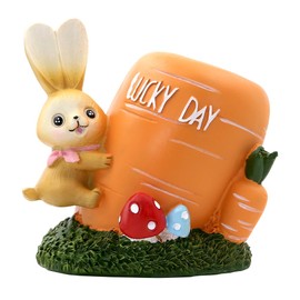 Rabbit with Carrot Pencil Holder Cute Bunny Pen Container Pencil Cup Animal Pen Holder Desktop Organizer Makeup Brush Holder for Home Office Decoration Christmas Easter Kid Back to School Student Gift