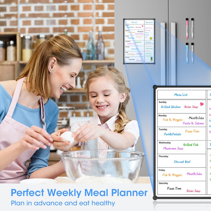 Weekly Calendar for Fridge,12×8” Magnetic Fridge Calendar Refrigerator Calendar, Weekly