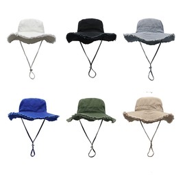 Qiantull Women's Wide Brim Cotton Sun Hat with Tassel Packable Sun Hats UV Protection Sun Hats Sun Hat Beach Hat Fishing Hat for Travel Outdoor Light Brown