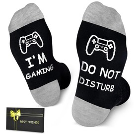 Dealswin Do Not Disturb I'm Gaming Socks, Gifts for Teen Boys, Christmas Gifts Ideas for Men,Dad,Son,Gamer Funny Game Socks (US, Numeric, 6, 12, Regular, Regular, Grey)