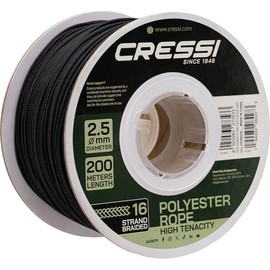 CRESSI dal 1946 - High Tenacity Line for Reel Ø2.5mm Black 200m - Bobina Cavo/Sagola in Poliestere Alta Tenacità Ø2,5mm Ideale per Mulinelli Attrezzi Pesca Sub, Nero, 200m, Unisex