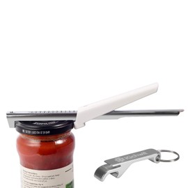 Kichwit Adjustable Jar Opener for Arthritis - All Metal Construction - Easily Opens 3/8" to 4" Jar and Bottle Lids - Free Bonus Bottle Opener Keychain Included