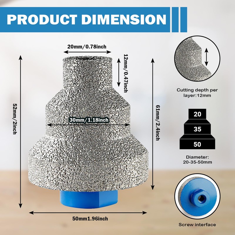 Diamond Step Chamfer Drill Bit, Diamond Brazed Step Drill Bit,