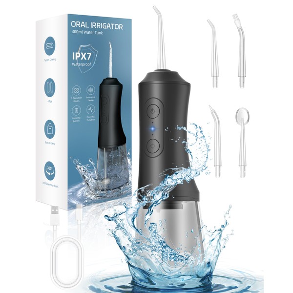 Water Flosser, Water Dental Flosser Pick for Teeth, 300ML IPX7