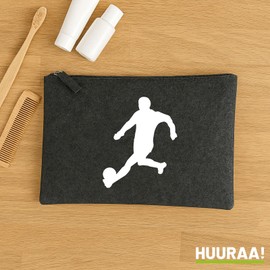 Huuraa Kulturbeutel Fußball Soccer Geschenk 1 Liter Charcoal Filz Fußball Geschenkidee