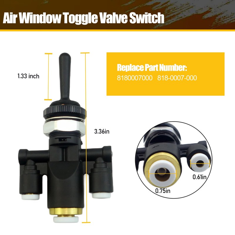 Air Window Toggle Valve Switch 1/4 818-0007-000 Fit for Peterbilt