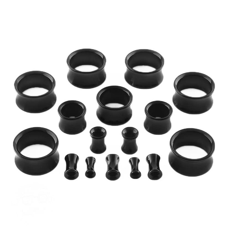 1 PAIR (2pcs) ACRYLIC TUNNELS Double Flare Gauges Solid Saddle