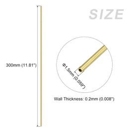 METALLIXITY Brass Pipe (1.5 mm OD x 0.2 mm Wall D x 300 mm L) Pack of 5 Straight Hoses - for Home Furnishings Machine Crafts Crafts