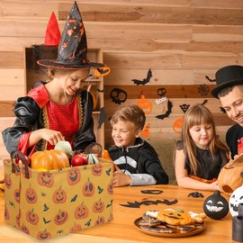 FXOCSHE Rectangular Halloween Basket,Trick or Treat Basket for Boys and Girls,Waterproof collapsible storage box,Halloween Candy Basket,Halloween Decor,Gift Basket(Halloween pumpkin)