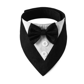 Dog Tuxedo, Formal Dog Wedding Bandana Wedding Collar with Bow Tie Birthday Costume Adjustable Party Outfit Valentines Cosplay for Small Medium Pets (L, Black)