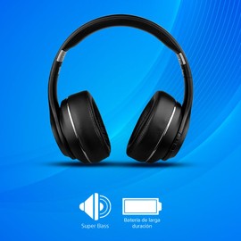 Vorago HPB-601-V2 Audífonos Diadema Bluetooth, Manos Libres, Plegable, hasta 18 Horas de Música, Estuche de Viaje, Bateria de Larga duracion, Ligeras, Super Bass, 10 Metros de Distancia Maxima.