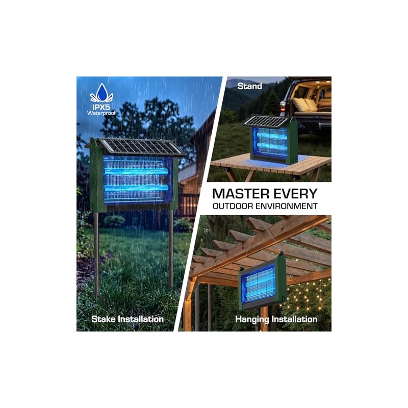 Solar Bug Zapper Outdoor with Dual Solar Panels, PhatroyYee 4500V