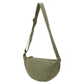 Fjquamitix Corduroy Crescent Crossbody Bag for Women Men Fanny Pack Crossbody Bag Dumpling Lightweight Travel Sling Bag (Green)