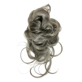 ADOSSY Point Wig, Hair Clip, Scrunchy, Airy Curl, Back Hair, Stylish Bun Ponytail, Blonde Hair, Brown Hair, Ash Gray Hair Wig (Grey)