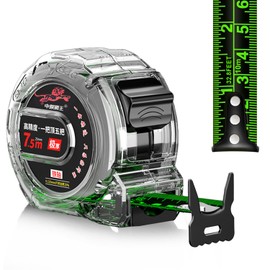 Infreecs 10M/32.8ft Tape Measure, Stainless Steel Fluorescent Tape Measure, Precision Measuring Tape, Width 25mm Retractable Double Sided Tapes, Easy To Read Self-Lock Measuring