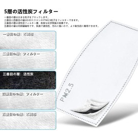 Mask Filter, 5-layer Activated Carbon, Replacement Filter for Masks, PM2.5, Activated Carbon Breathing Mask Filter, Replaceable, Disposable Non-woven Fabric Mask Filter, Filter Sheet, Hygienic, Saving