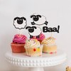 Ercadio 24 Pack Sheep Cupcake toppers Black Glitter Farm Animals