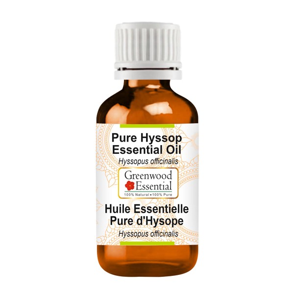 Greenwood Essential Natural Pure Hyssop Essential Oil (Hyssopus Officinalis) Natural Pure Therapeutic Quality Steam Distilled 100 ml (3.38 oz)
