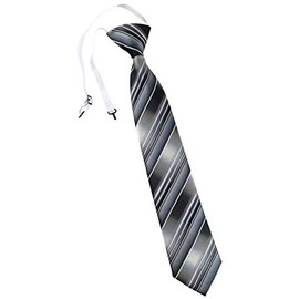 TigerTie Children's Tie Striped - Tie Pre-Tied with Elastic Band, Grey, silver, anthracite, light grey