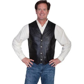 Scully Men's Lambskin Lapel Vest Black X-Large (509-144)
