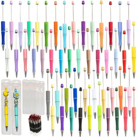 JHESAO 150PCS DIY Beadable Pens Kit, 50 Plastic Ballpoint Pens Bulk with Refills & Pouch, School Office Supplies and Decorative for Students & Teachers (Multicolor)