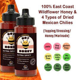 SAUCE UP Hot Honey | Hot Honey Sauce from East Coast Pure Wildflower & Heat from Mexican Chilies | Handmade | Artisan, Chef’s Favorite in NYC | Spicy Meal Topping - 12oz - Extra Spicy