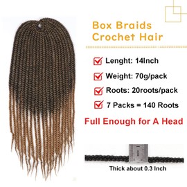 7 Packs 14 Inch Goddess Box Braids Crochet Hair Prelooped Crochet Hair Crochet Braids box braid crochet hair crochet braids hair for black women Jumpo Braiding Hair (14 Inch 7 Packs, 1B/27)