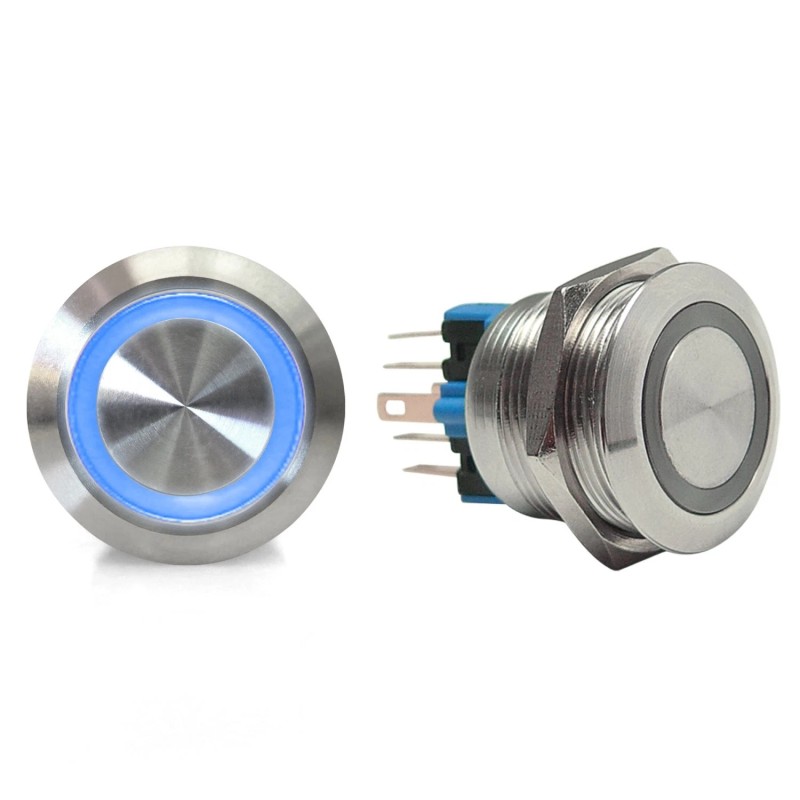 AutoLöc Power Accessories 22mm Billet 12V Momentary Push Button Switch