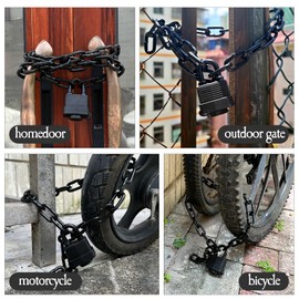 Safety Fence Chain Lock,Outdoor Waterproof Padlock with Chain,Heavy-Duty Weathproof Lock with Chain for Gate,Fence,Motorcycles,Bike (Lock with Chain)