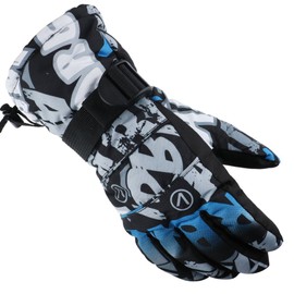 AX Ski Gloves, Snowboarding Gloves, Skiing Gloves, Climbing Gloves, Cold Protection, Waterproof, Thermal, Breathable, Size Selectable, multicolor (black / white)