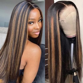 Leruikair 4X4 Lace Frontal Closure Wig Omber 27 Straight Wigs Human Hair 200% Density Real Human Hair Wig 4x4 Omber 27 Straight Wigs Human Hair Pre Plucked For Black Women