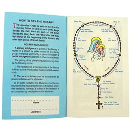 "Pray the Rosary" Instructional How To Booklet with Rose Scented Bead 18 Inch Rosary