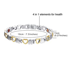 JFUME Magnetic Bracelets for Women Love Heart 18K Gold Plated Two Tone Stainless Steel Jewelry Gift for her Bracelet Adjustable 7.5"