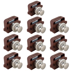 10 Pack Push Button Locks Elegant Cabinet Lock Keyless Cupboard Catch Decorative Push Button Latch for RV Drawer Door Cabinet Yachts (Brown)