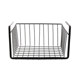 JE CHERCHE UNE IDEE RG6246 Metal Hanging Basket Wired Black House Bazar Storage Box Organizer Space Saving 26 x 26 x 14 cm