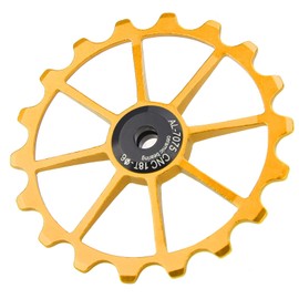JTLB 18T Mountain Ceramic Bearing Rear Derailleur Pulley Wheel, Aluminum Alloy Material, Suitable for Heavy Duty Cycling and Off Road Riding (Gold)